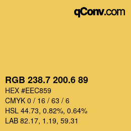 カラーコード: RGB 238.7 200.6 89 | qconv.com
