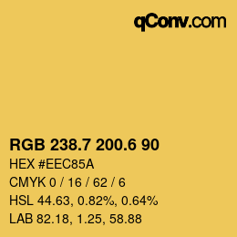 カラーコード: RGB 238.7 200.6 90 | qconv.com