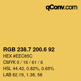 カラーコード: RGB 238.7 200.6 92 | qconv.com