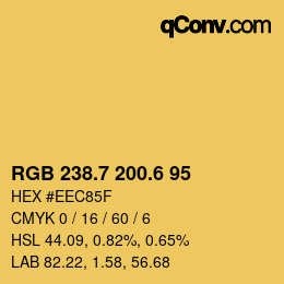 カラーコード: RGB 238.7 200.6 95 | qconv.com