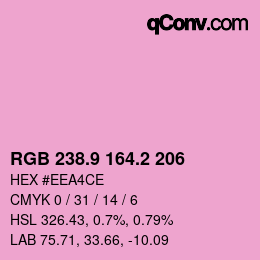 Color code: RGB 238.9 164.2 206 | qconv.com