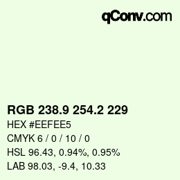 カラーコード: RGB 238.9 254.2 229 | qconv.com