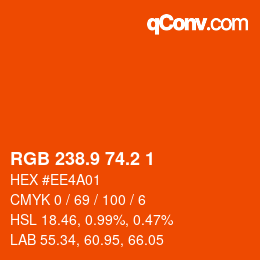 カラーコード: RGB 238.9 74.2 1 | qconv.com