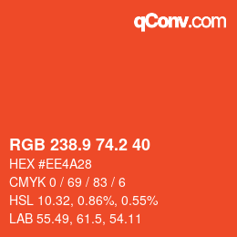カラーコード: RGB 238.9 74.2 40 | qconv.com