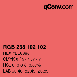Color code: RGB 238 102 102 | qconv.com