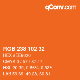 Color code: RGB 238 102 32 | qconv.com