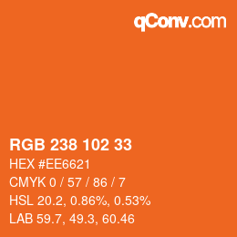 Color code: RGB 238 102 33 | qconv.com