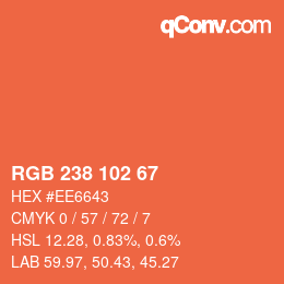 颜色代码: RGB 238 102 67 | qconv.com
