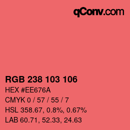 Color code: RGB 238 103 106 | qconv.com