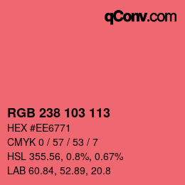 Color code: RGB 238 103 113 | qconv.com