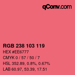 颜色代码: RGB 238 103 119 | qconv.com