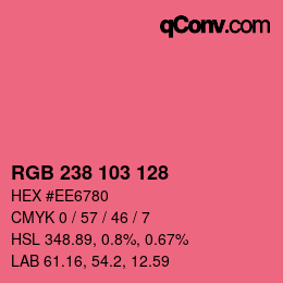 Color code: RGB 238 103 128 | qconv.com