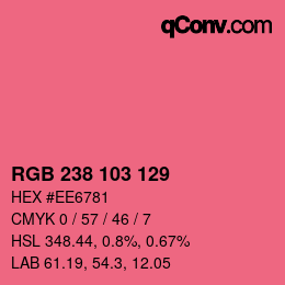 Color code: RGB 238 103 129 | qconv.com