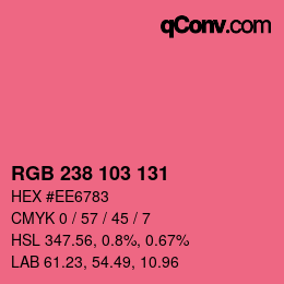 Color code: RGB 238 103 131 | qconv.com