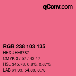 Color code: RGB 238 103 135 | qconv.com
