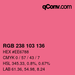 Color code: RGB 238 103 136 | qconv.com