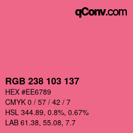 Color code: RGB 238 103 137 | qconv.com