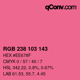 カラーコード: RGB 238 103 143 | qconv.com
