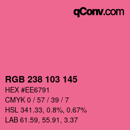 Color code: RGB 238 103 145 | qconv.com