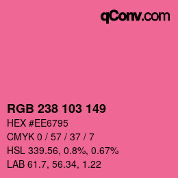 Color code: RGB 238 103 149 | qconv.com