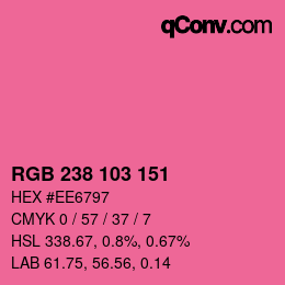 Color code: RGB 238 103 151 | qconv.com