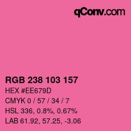 Color code: RGB 238 103 157 | qconv.com