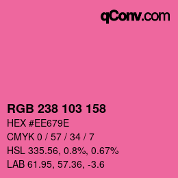 Color code: RGB 238 103 158 | qconv.com