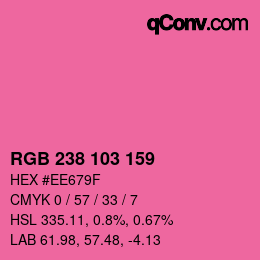 カラーコード: RGB 238 103 159 | qconv.com