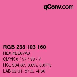 カラーコード: RGB 238 103 160 | qconv.com