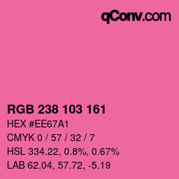 カラーコード: RGB 238 103 161 | qconv.com