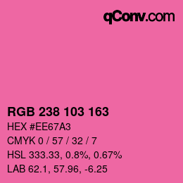 Color code: RGB 238 103 163 | qconv.com