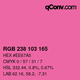 Color code: RGB 238 103 165 | qconv.com