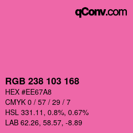 Color code: RGB 238 103 168 | qconv.com