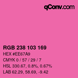Color code: RGB 238 103 169 | qconv.com