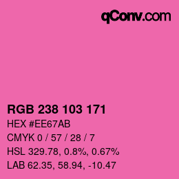 Color code: RGB 238 103 171 | qconv.com