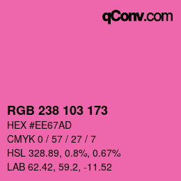 Color code: RGB 238 103 173 | qconv.com