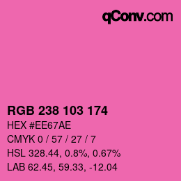 カラーコード: RGB 238 103 174 | qconv.com