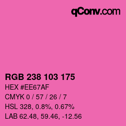 カラーコード: RGB 238 103 175 | qconv.com