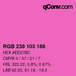 カラーコード: RGB 238 103 188 | qconv.com