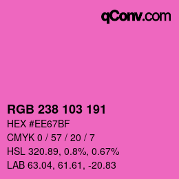 Color code: RGB 238 103 191 | qconv.com