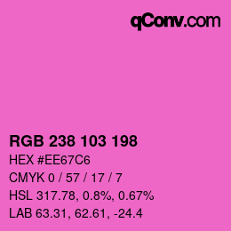 カラーコード: RGB 238 103 198 | qconv.com