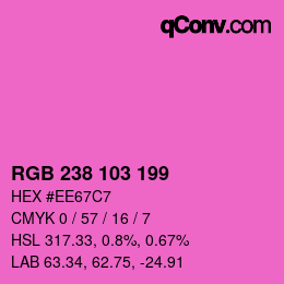 Color code: RGB 238 103 199 | qconv.com