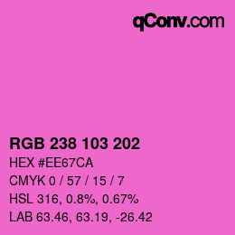 カラーコード: RGB 238 103 202 | qconv.com