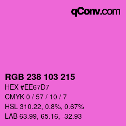Color code: RGB 238 103 215 | qconv.com