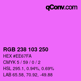 Color code: RGB 238 103 250 | qconv.com