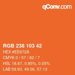 Color code: RGB 238 103 42 | qconv.com