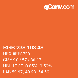 Color code: RGB 238 103 48 | qconv.com
