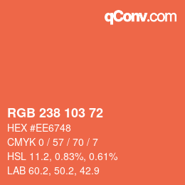 Color code: RGB 238 103 72 | qconv.com