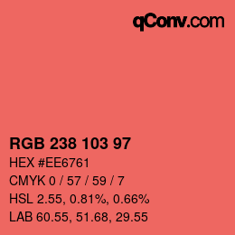 Color code: RGB 238 103 97 | qconv.com