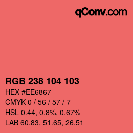 Color code: RGB 238 104 103 | qconv.com
